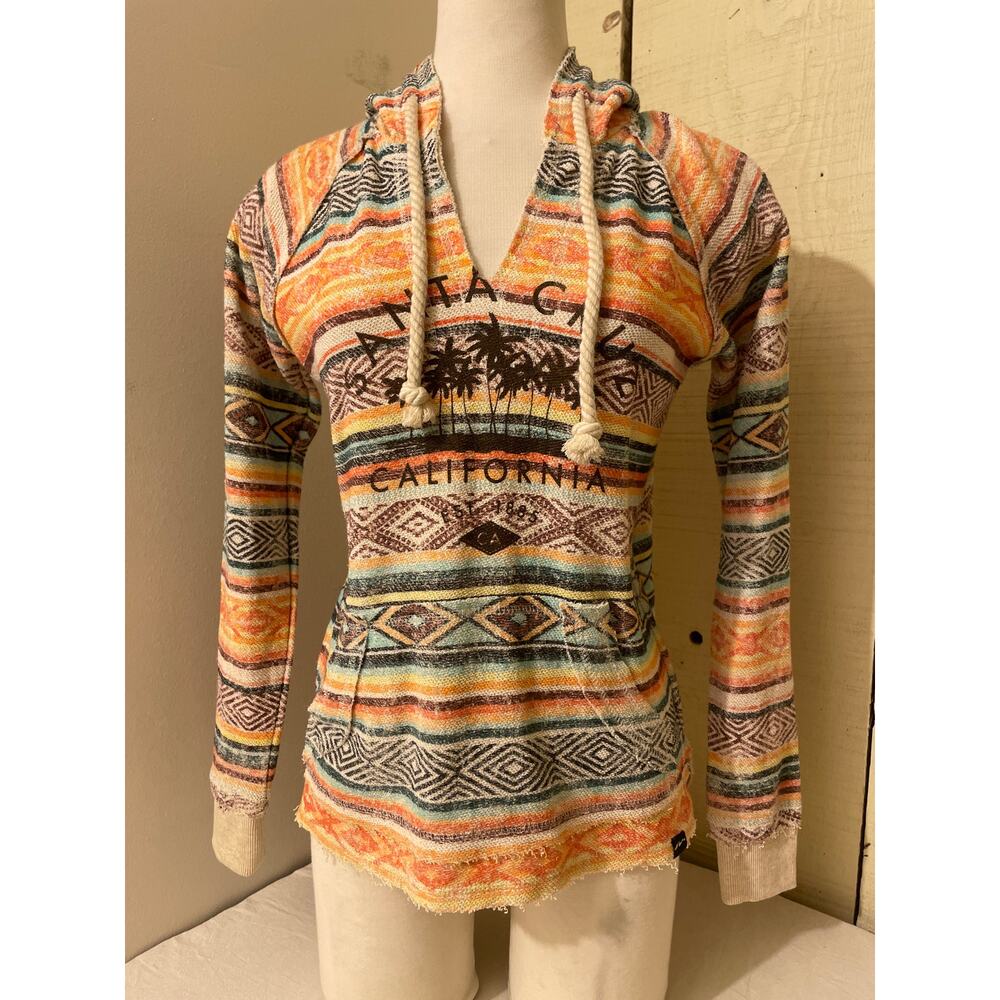 Techstyles California Hoodie Aztec Print Pullover Drawstring Hooded Top S/M‎